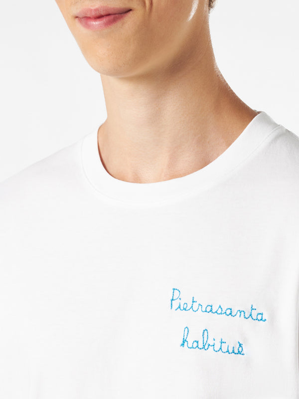 Man cotton t-shirt with Pietrasanta habituè embroidery