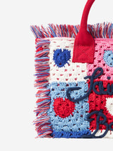 Colette handbag with crochet heart patches