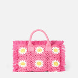 Colette handbag with crochet flower patches