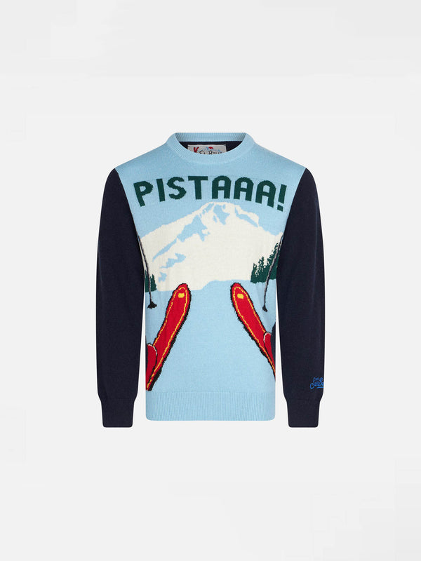 Boy sweater with mountain jacquard print