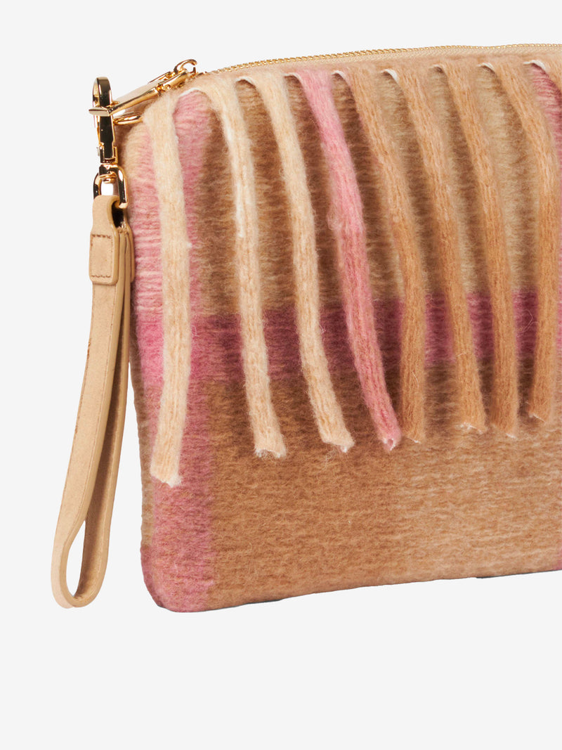 Parisienne blanket crossbody bag with pink and beige tartan pattern