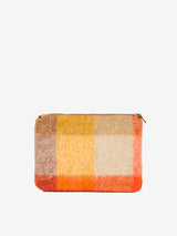 Parisienne-Decken-Umhängetasche mit orangefarbenen und braunen Karos