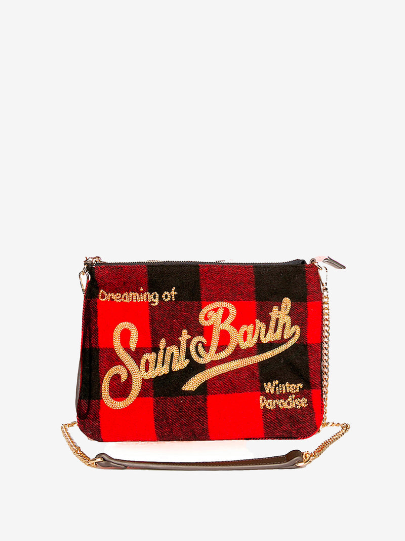 Pouch a tracolla in lana check Parisienne