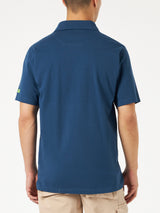 Herren-Poloshirt aus marineblauem Baumwolljersey