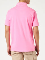 Polo da uomo in jersey di cotone rosa fluo