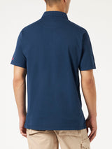 Navy blue cotton jersey man polo