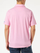 Pink cotton jersey man polo