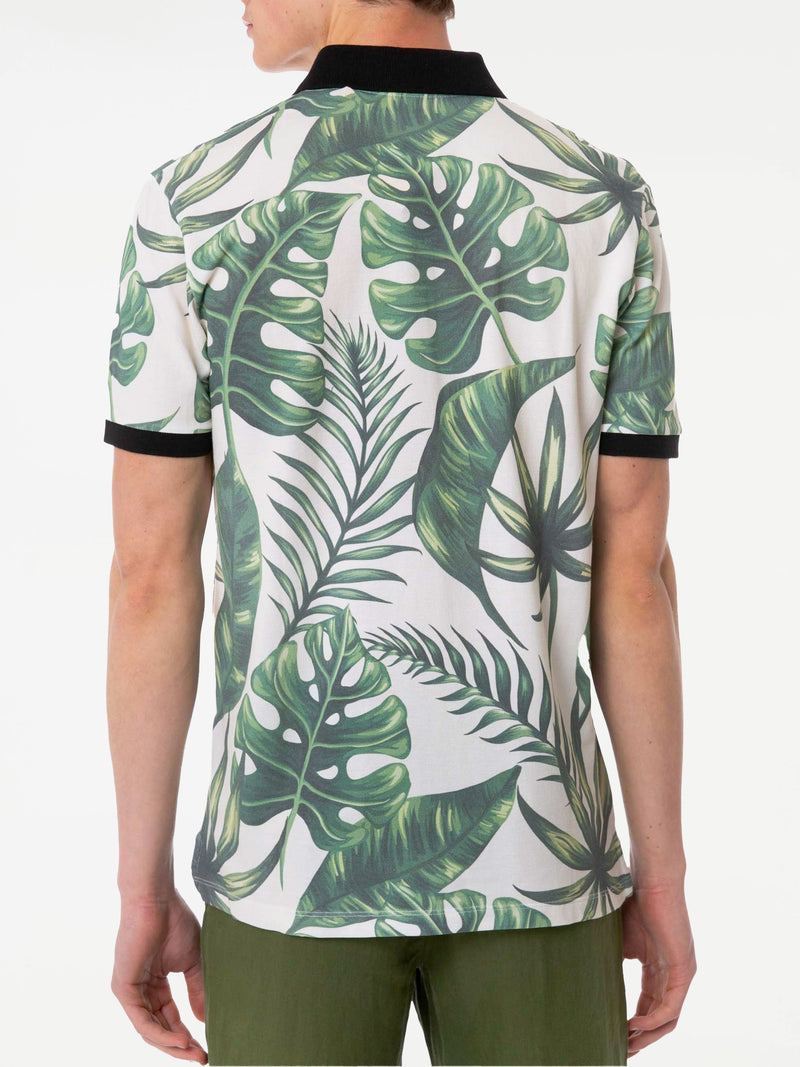 Man polo with leaves print