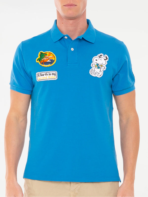 Herren-Poloshirt aus Stretch-Piquet mit Snoopy-Aufnäher | SNOOPY – PEANUTS™ SONDEREDITION
