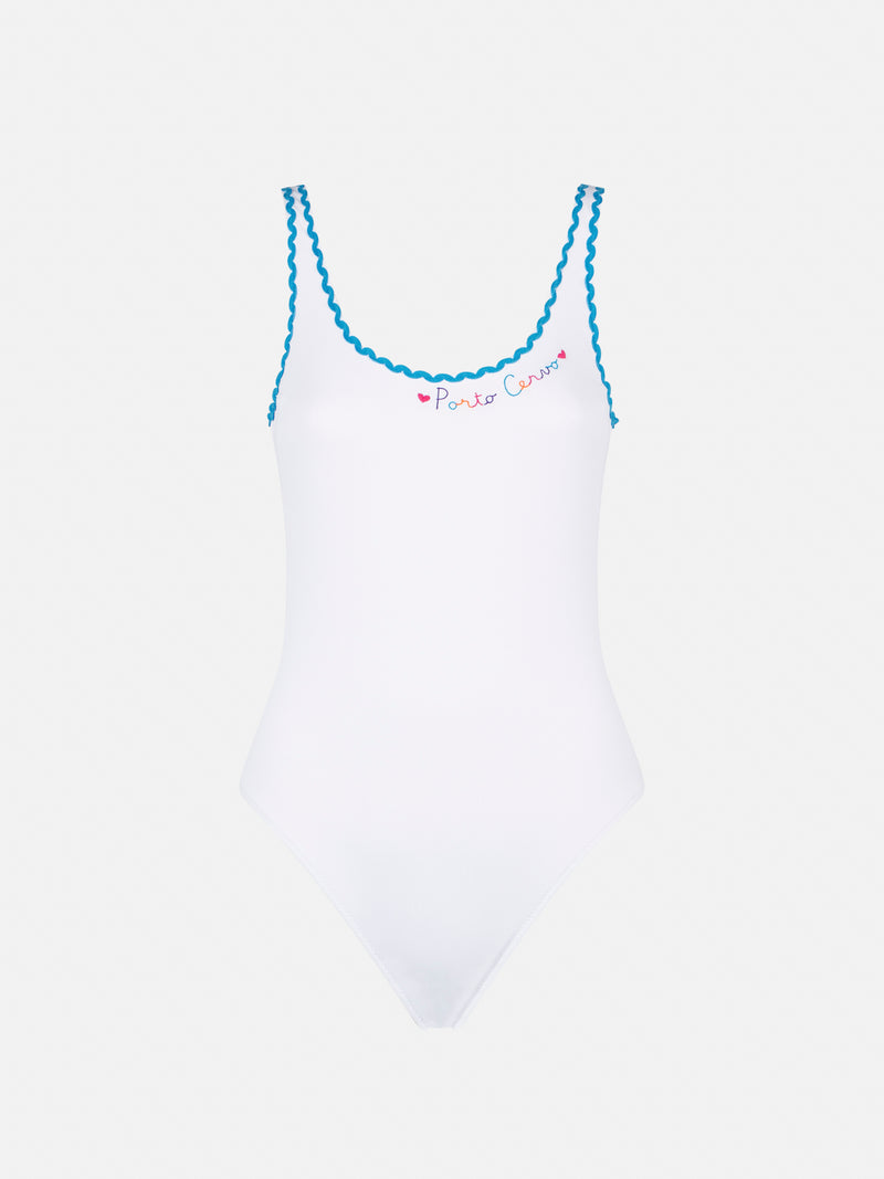 One piece swimsuit with Porto Cervo embroidery