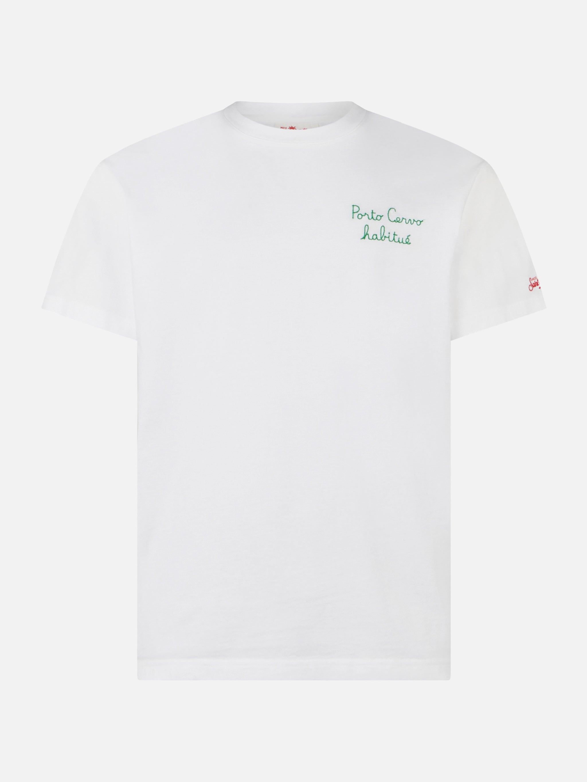 Man cotton t-shirt with Porto Cervo habituè embroidery – MC2 Saint Barth