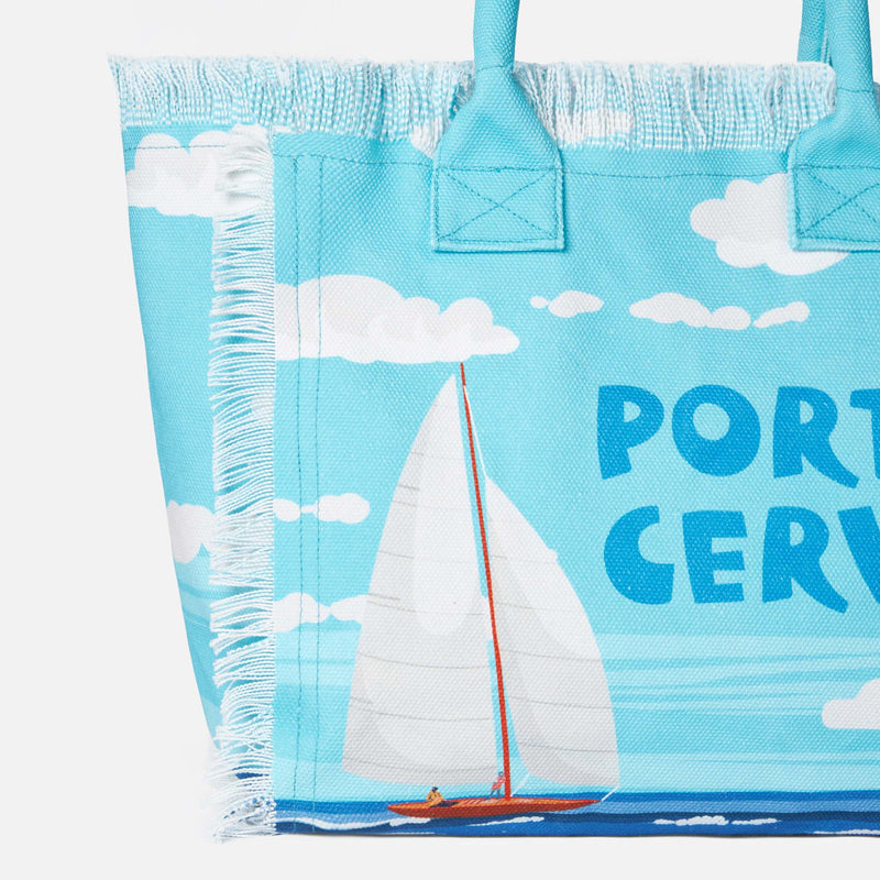 Vanity canvas shoulder bag with Porto Cervo print
