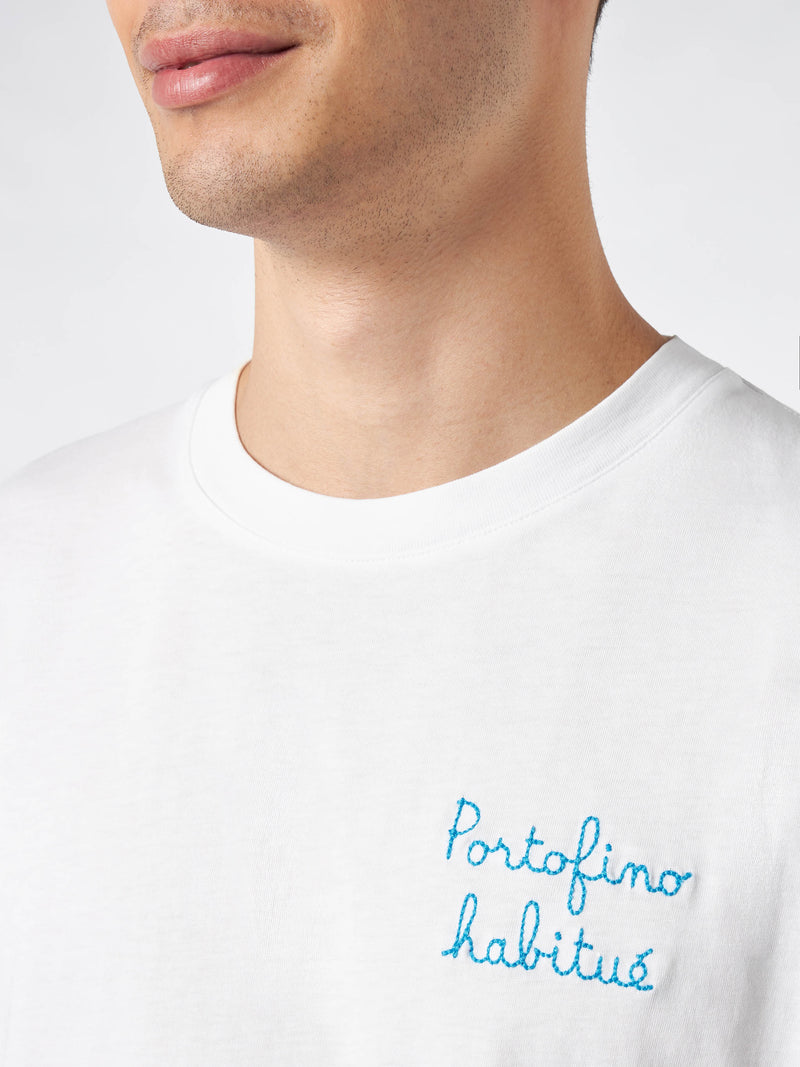 Man cotton t-shirt with Portofino habituè embroidery