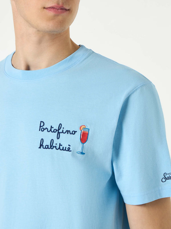Man cotton t-shirt with Portofino Habituè print