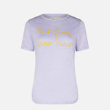 Linen t-shirt with Portofino, Ciao Ciao embroidery