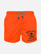 Boys swim shorts with pirate embroidery