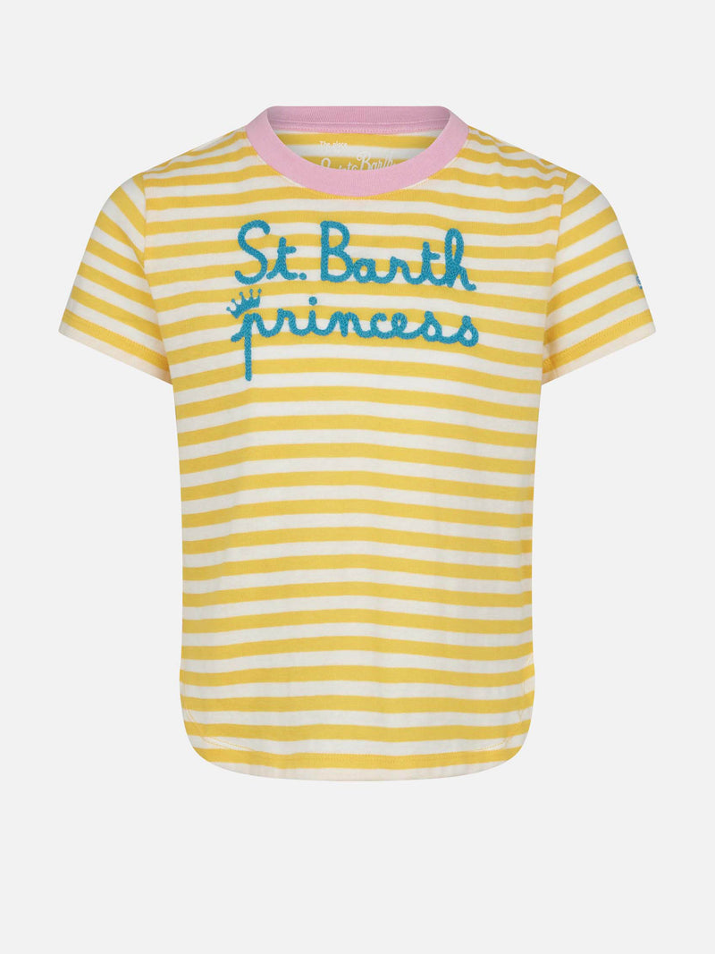 Girl striped t-shirt with St. Barth Princess embroidery