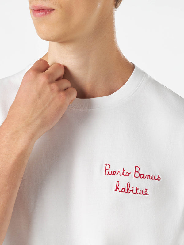 Man cotton t-shirt with Puerto Banus habituè embroidery