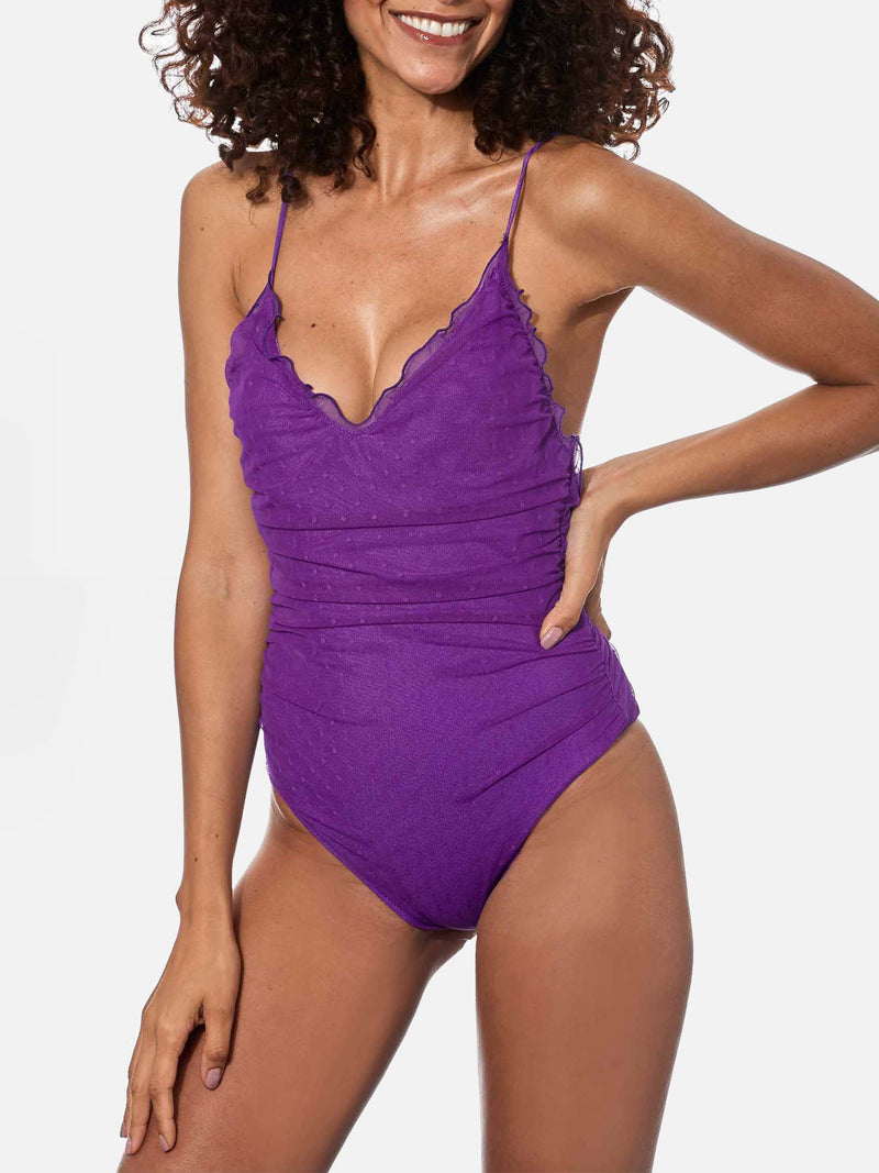 Purple one piece swimsuit