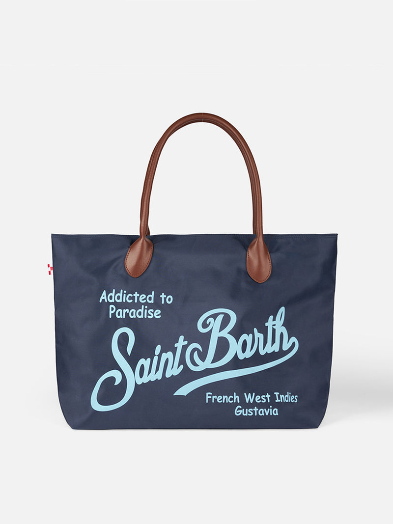 Foldable bag in technic fabric with Saint Barth print