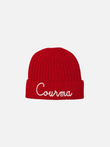 Red blended Cashmere hat Courma embroidery