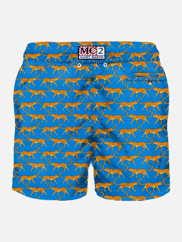 Light fabric man swim shorts leopard print
