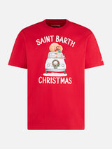 Man heavy cotton t-shirt with Saint Barth Christmas print