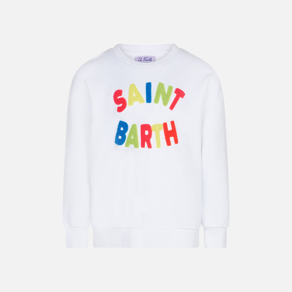 Girl sweatshirt with multicolor St. Barth terry patch