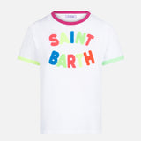 Damen-T-Shirt aus Baumwolle mit St. Barth-Stickerei