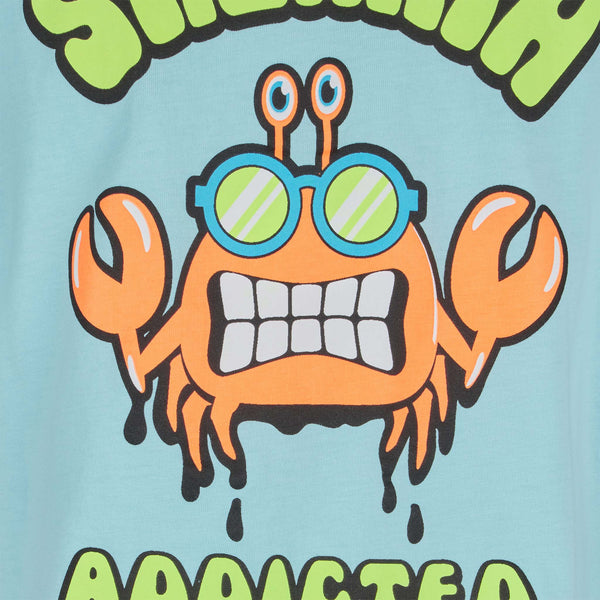 Wassergrünes Baumwoll-T-Shirt für Jungen mit St. Barth Addicted-Aufdruck