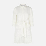 Kurzes Kleid aus weißer Baumwolle mit Stickereien
