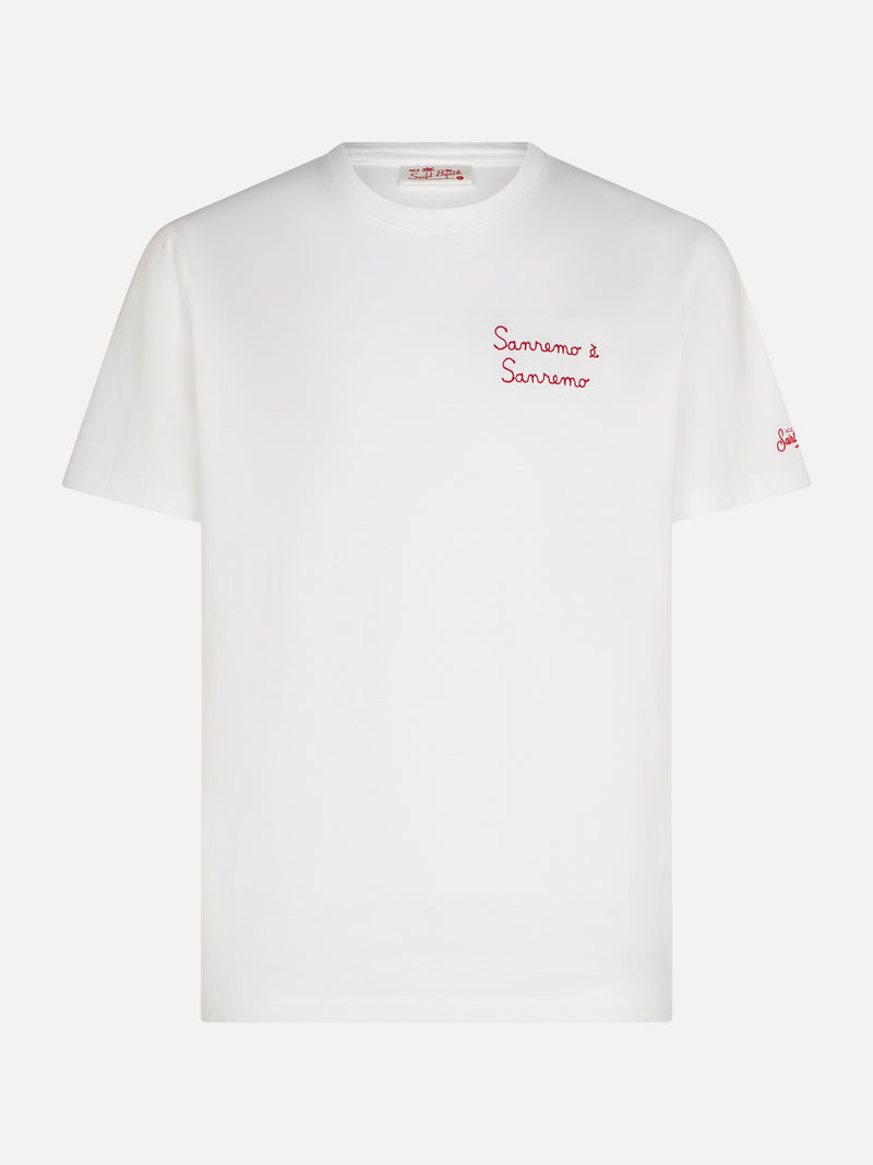 Man cotton t-shirt with Sanremo è Sanremo embroidery