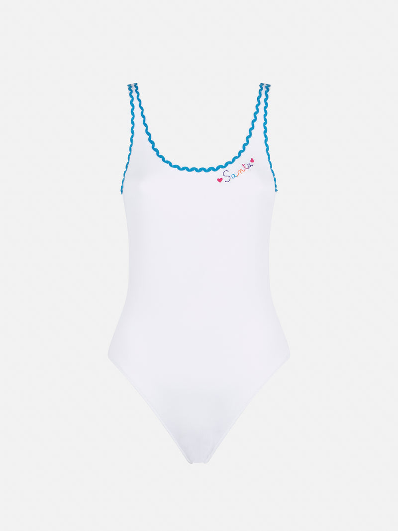 One piece swimsuit with Santa embroidery