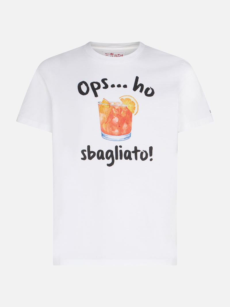 Man cotton t-shirt with Sbagliato drink print