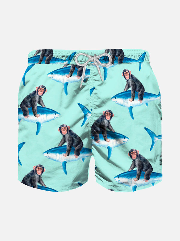 Monkey riding boy swim shorts