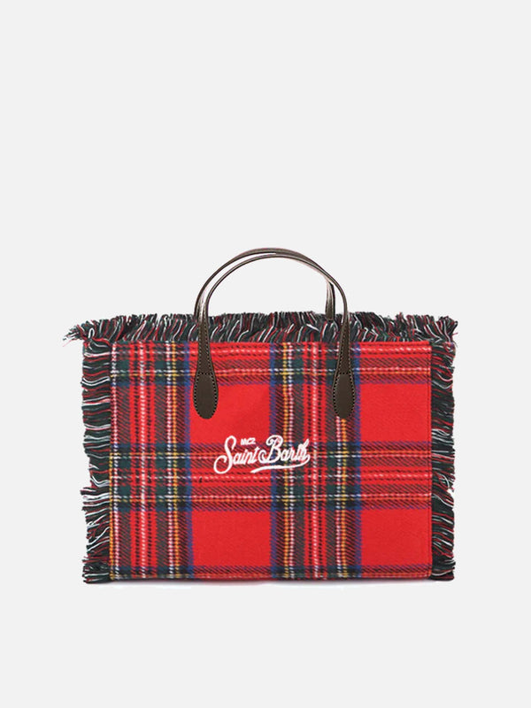 Colette wooly red tartan handbag