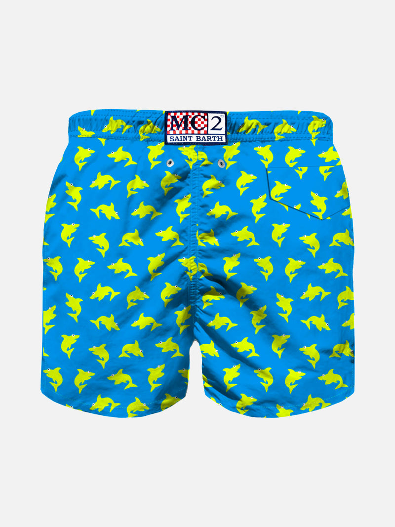 Boy swim shorts with shark print