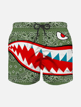 Boy swim shorts with shark print