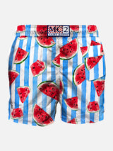 Mid-length swim shorts watermelon print