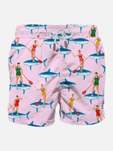 Mid-length swim shorts Sup with sharks print