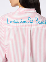 Woman striped Brigitte cotton shirt with Lost in St. Barth embroidery