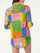 Multicolour bandanna print linen shirt