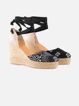 Espadrillas with high wedge and ankle lace