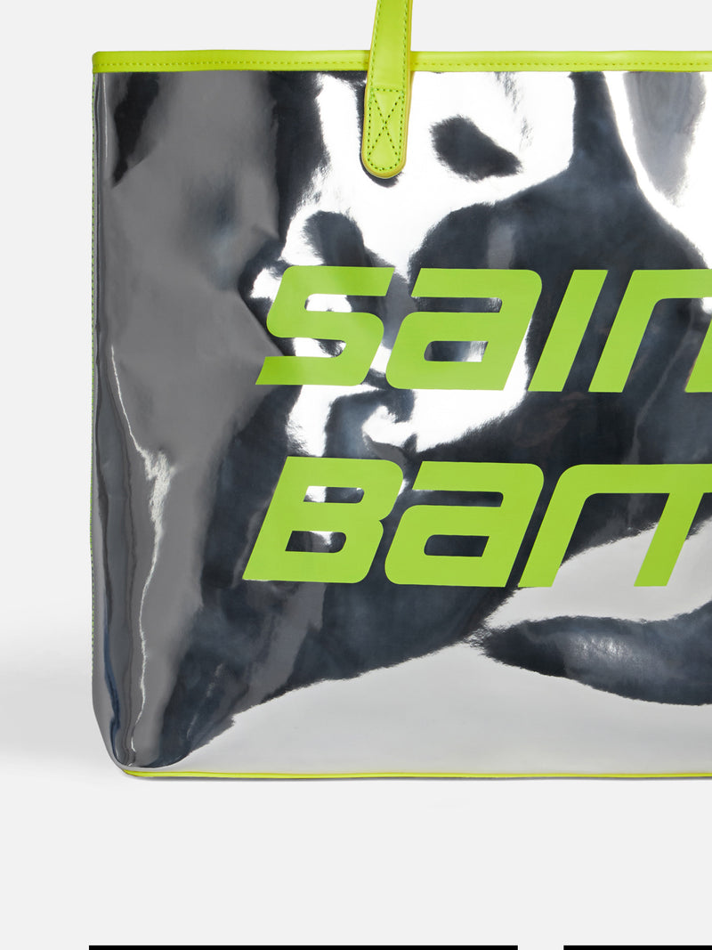Silver reflex bag with fluo yellow details