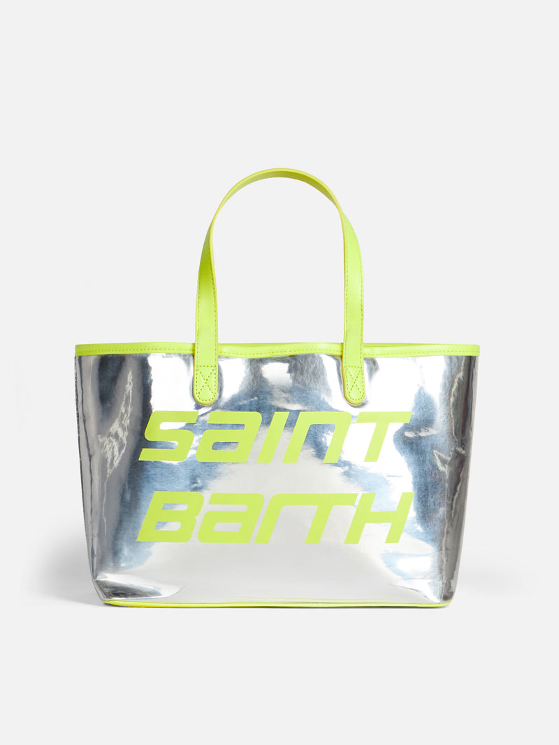 Silver reflex bag with yellow fluo details