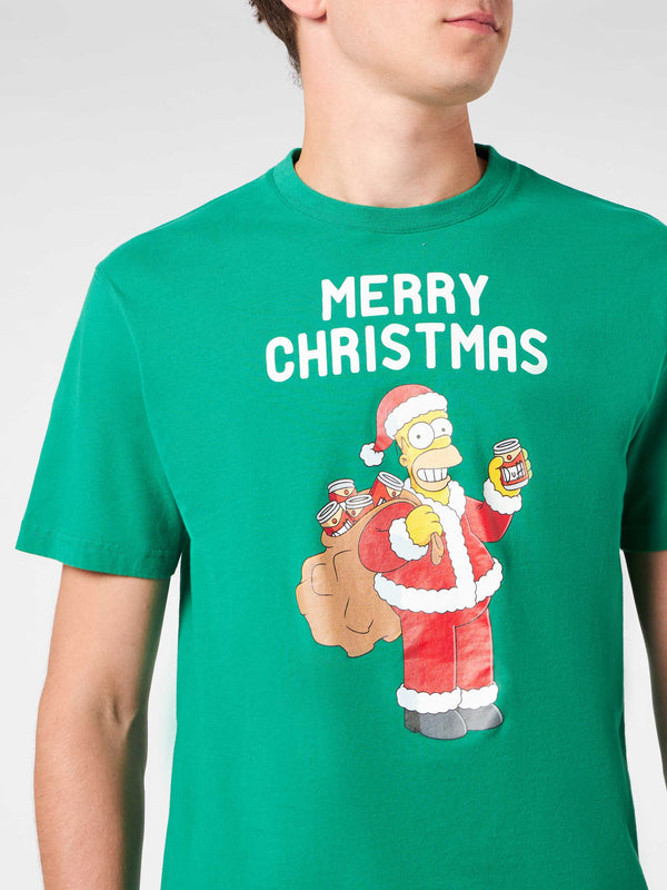 T-shirt da uomo in cotone pesante con stampa Homer Simpson Merry Christmas | EDIZIONE SPECIALE I SIMPSON