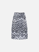 Woman midi skirt with ikat print