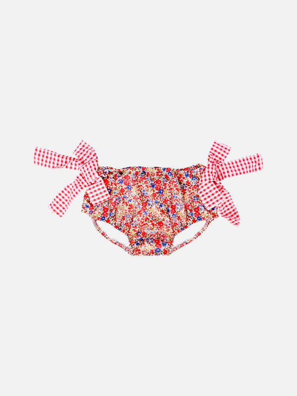 Girl swim briefs with flower print with bows | Made with Liberty fabrics
