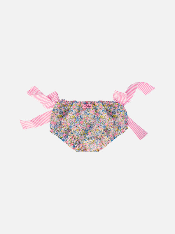 Girl swim briefs with Liberty flower print and bows | Made with Liberty fabric