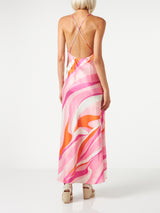 Woman slip dress Eydis with wave print